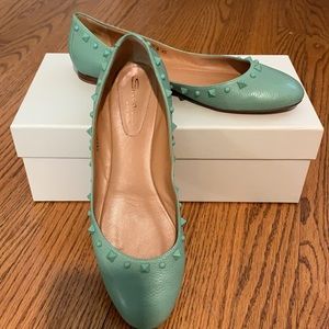 Santoni Light Green Flats, Made in Milan